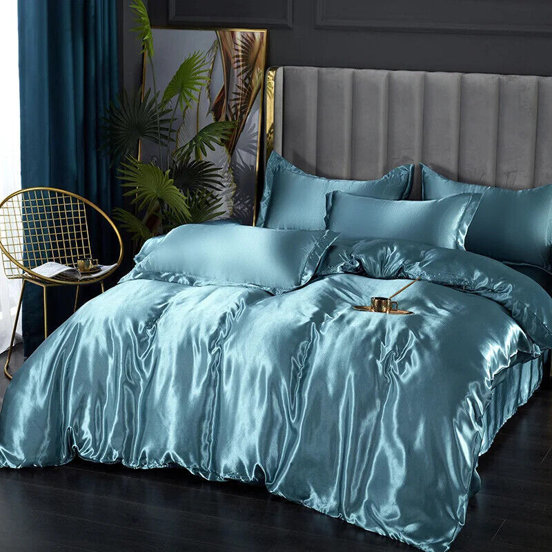 Bedding Set with Duvet Cover Bed Sheet Pillowcase Luxury Bedsheet Solid Color gallery