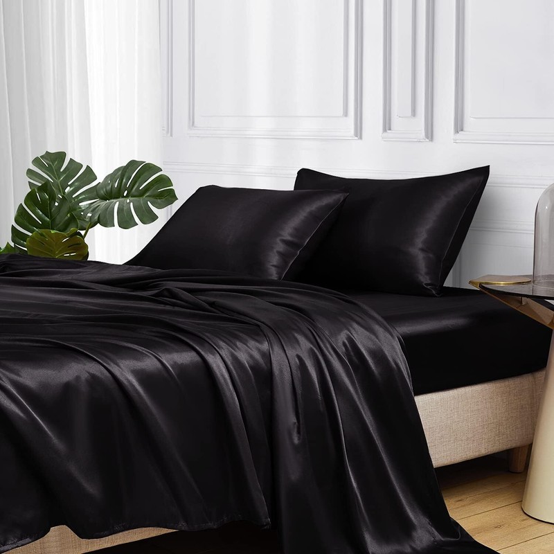 Queen Satin Bed Sheets 4 Piece Set Silky Soft Bedding with 15 Inch Deep Pocket gallery