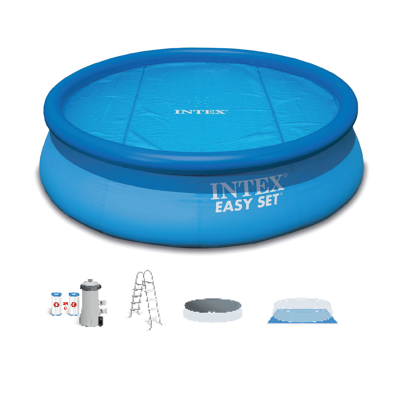 Intex 15ft x 48in Easy Set Above Ground Inflatable Pool w/ Pump and Solar Cover gallery