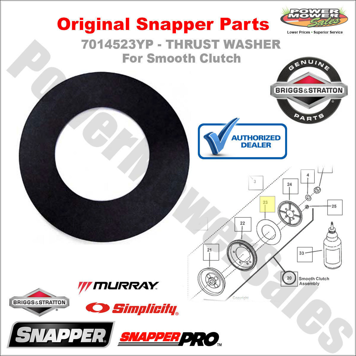 Snapper Thrust Washer for Smooth Clutch / Drive Disc / 7014523YP gallery