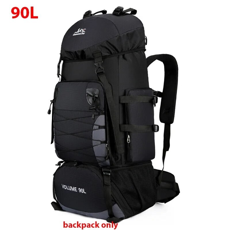 90L Black Hiking Backpack with Rain cover 2