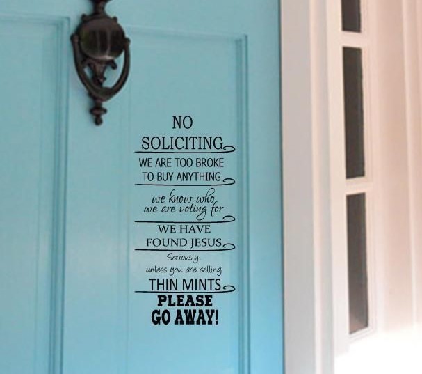 NO SOLICITING Jesus Thin Mints Vinyl Decal Decor Lettering Words Saying Quote gallery