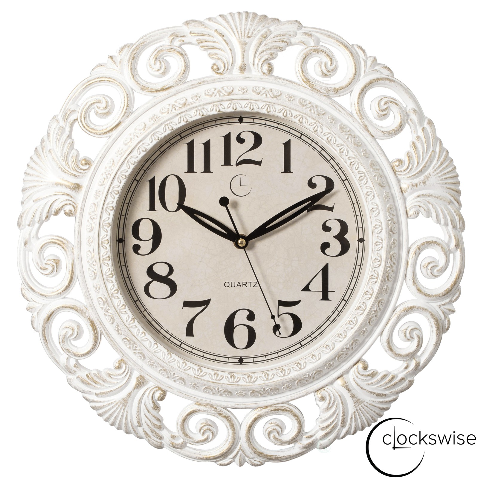 New Clockswise Classic Round Decorative Hanging Wall Clock with Scroll Frame gallery