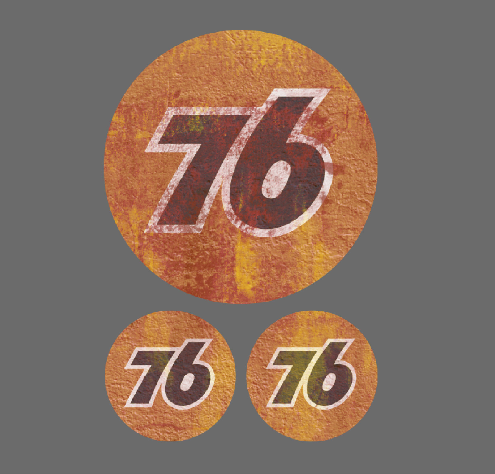 Union 76 Distressed Rusty Sticker Gas Gasoline Petroleum Vinyl Decal 3 for 1 gallery
