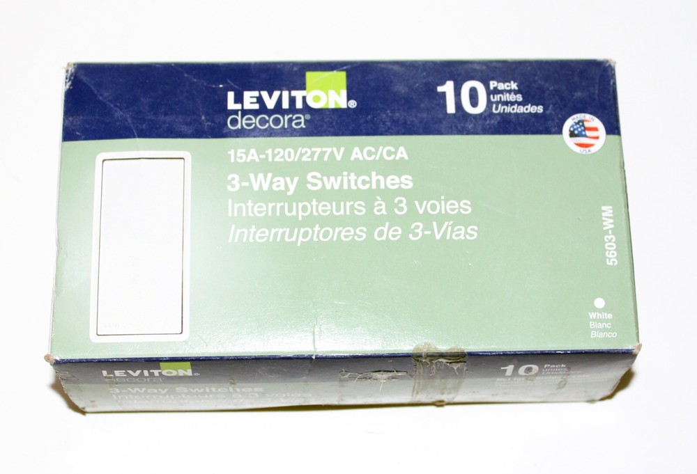 Leviton Decora 15A 3-Way Switch - White 5603-WM NEW 10 IN 1 PACK
