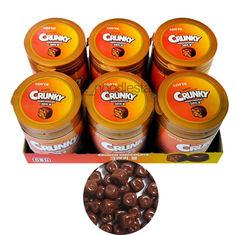 Lotte Crunky Chocolate Coated Balls Bite Sized Crunch Korean Snack 2.7 oz × 6 p gallery