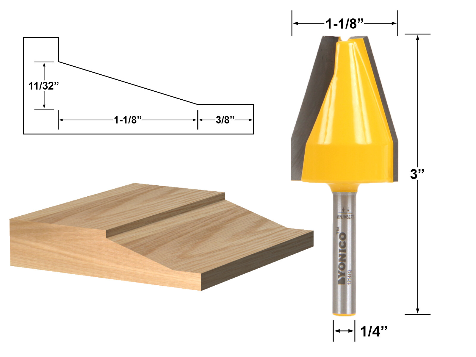Bevel Vertical Raised Panel Router Bit - 1/4" Shank - Yonico 12144q gallery