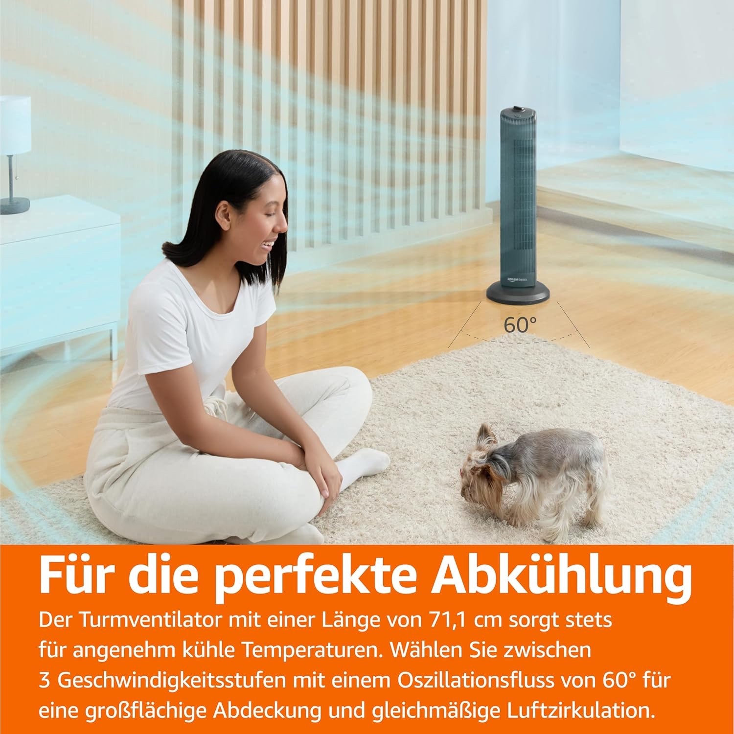 Basics Oscillating Tower Fan 71 cm with 60 Degree Angle for Bedroom, Living Room gallery