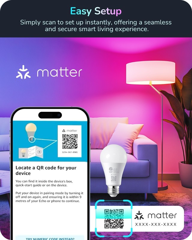 Matter Smart Light Bulb Color Changing RGB 9W 800LM 2700-6500K E26 Base Work gallery