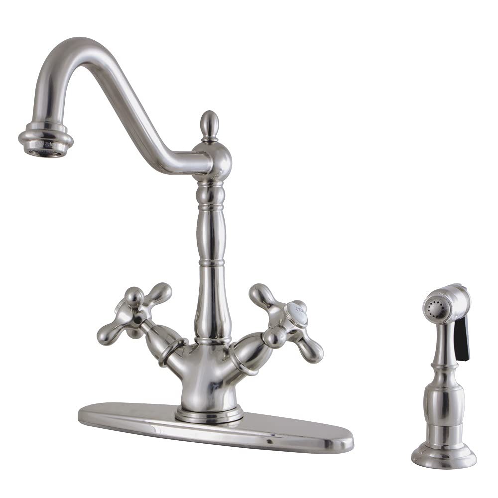 KS1238AXBS Heritage Deck Mount Kitchen Faucet with AX Handle and Brass Spraye... gallery