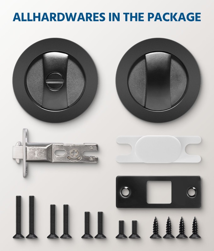 1PC-Embedded Folding Pocket Door Lock with Adjustable Latch for 2-3/8" Backset gallery
