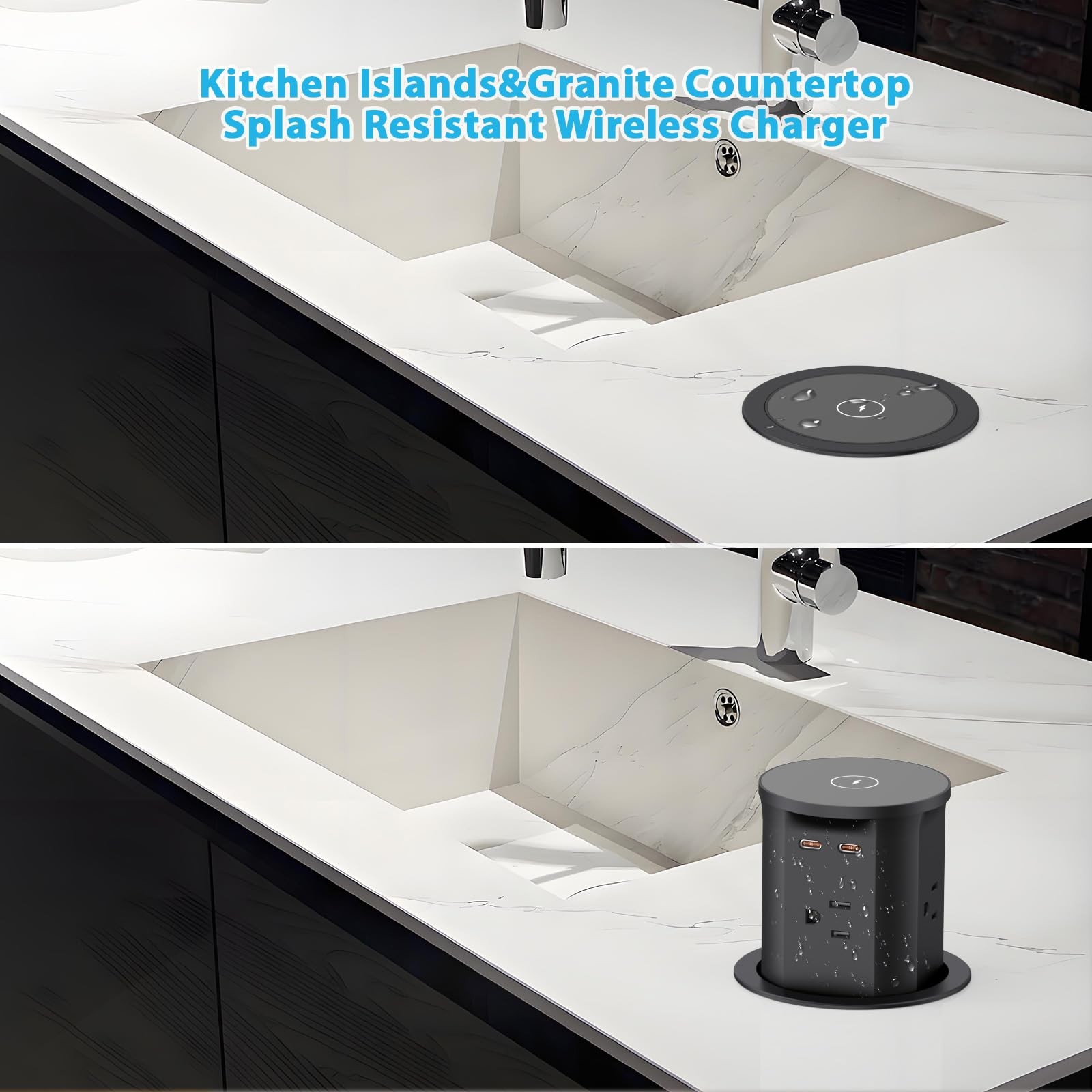 Pop up Outlet for Countertop with 15W Wireless Charger4 Outlets 2 PD20W USB-C... gallery