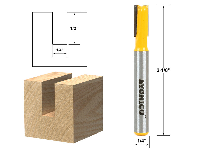 1/4" Diameter X 1/2" Height Straight Router Bit - 1/4" Shank - Yonico 14155q gallery