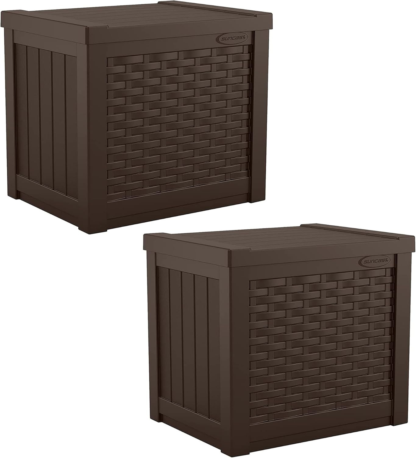 2 Pack 22-Gallon Small Deck Box - Lightweight Resin Storage Container and Seat f gallery