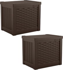 2 Pack 22-Gallon Small Deck Box – Lightweight Resin Storage Container and Seat f