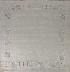 Gray Wool Bordered Design Square Gabbeh Handmade Living Room Rug Carpet 9’x10′