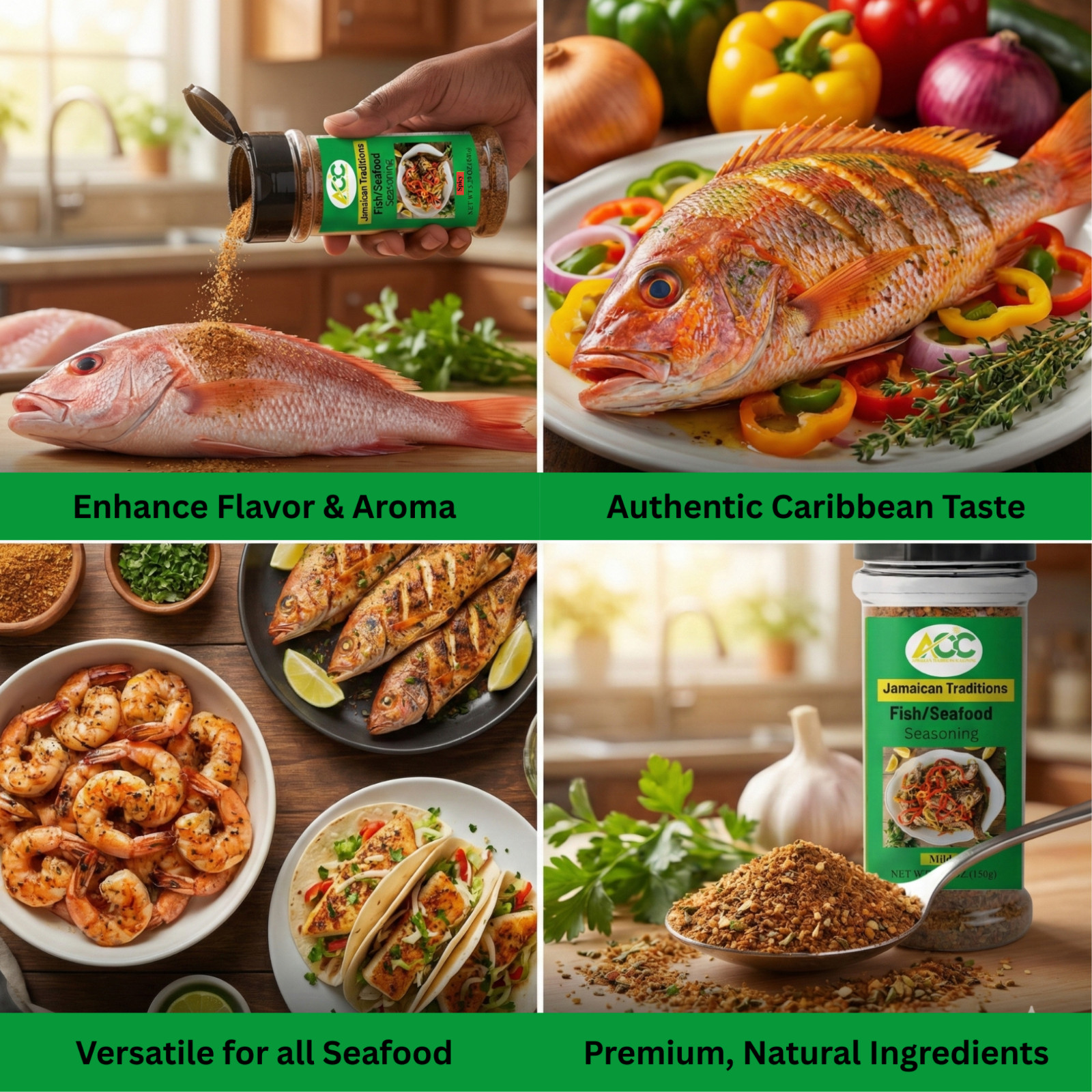 Jamaican Traditions Fish & Seafood Seasoning Spicy 5.29 oz | Hot Caribbean Spice gallery