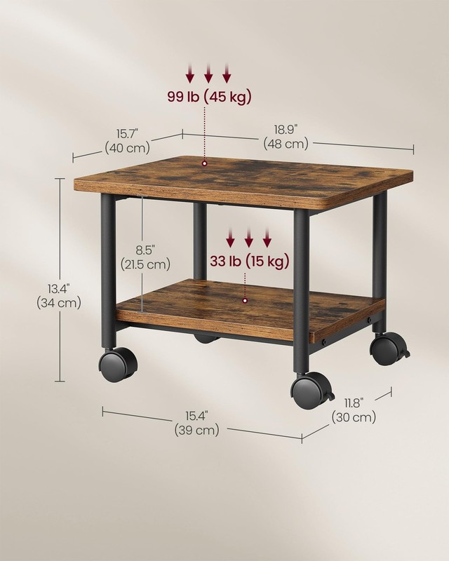 Printer Stand with Locking Wheels, Industrial Mobile Cart, Under Desk Printer... gallery