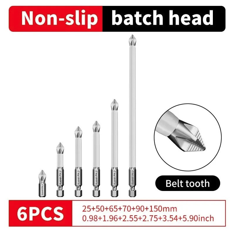 6PCS Magnetic Cross Head Screwdriver Bits Set S2 Steel Electric Drill Kit - NEW gallery