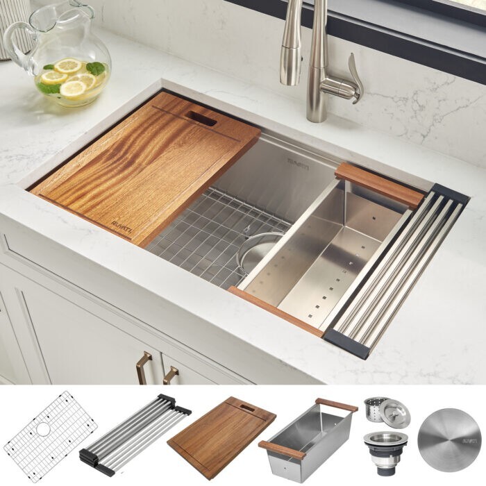 Ruvati 30-inch Workstation Undermount Gauge Kitchen Sink- RVH8310 gallery