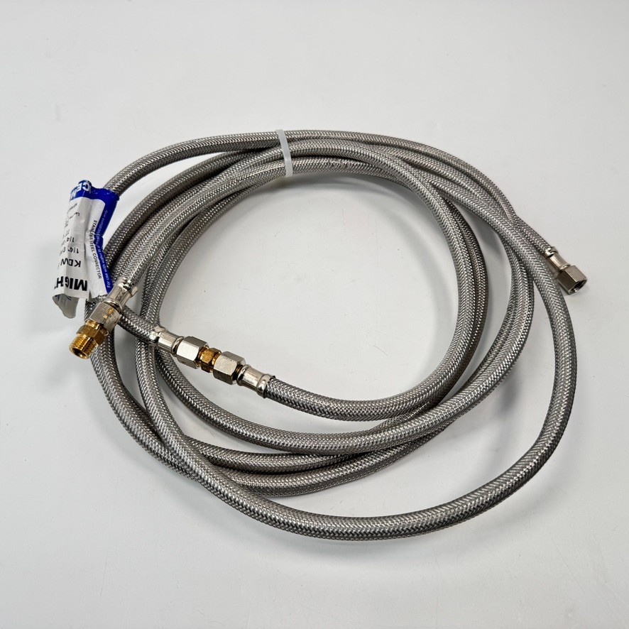 2 X Refrigerator Stainless Braided Ice Water Line 1/4" x 1/4" x 72" + Coupler gallery