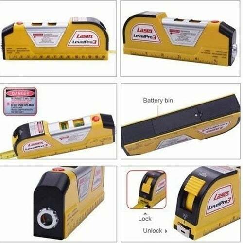 Laser Level Horizontal Vertical Line Measure Measuring Tape Ruler Meter Tool gallery