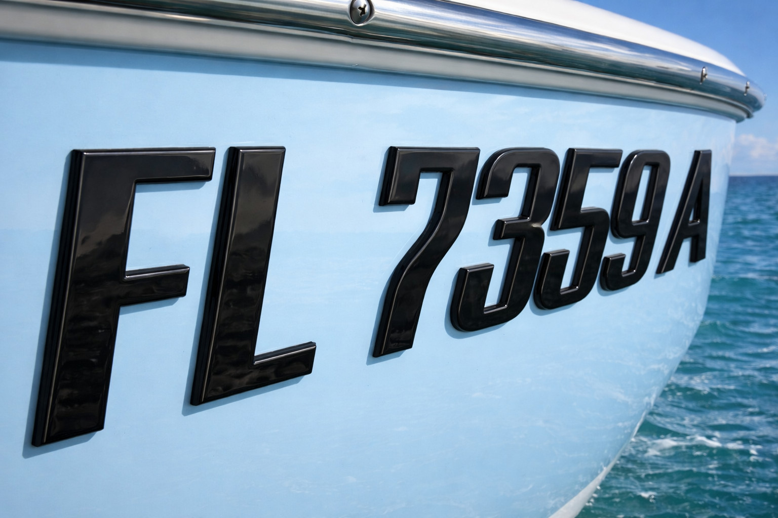 Black Raised 3D Boat Registration Numbers Letters | Marine Grade Emblem gallery