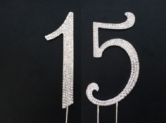 4.5 In. High 15, 16, 18, 21, 25,30 Numbers Rhinestone Birthday Party Cake Topper gallery