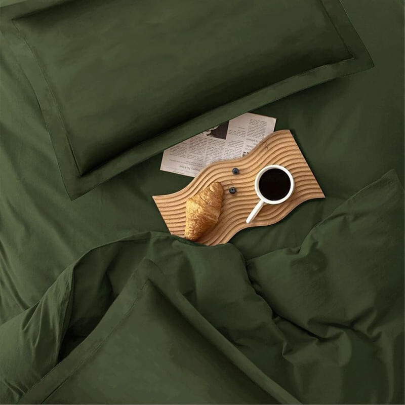 Dark Olive Green Queen Comforter Set - 3 Piece Aesthetic Modern Bedding Set - Al gallery