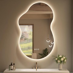 Irregular Backlit Bathroom Mirror with Lights 20 x 32, Asymmetrical Cloud Led