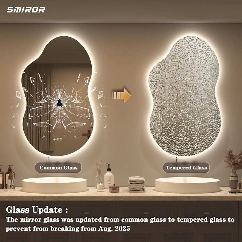 Irregular Backlit Bathroom Mirror with Lights 20 x 32, Asymmetrical Cloud Led gallery
