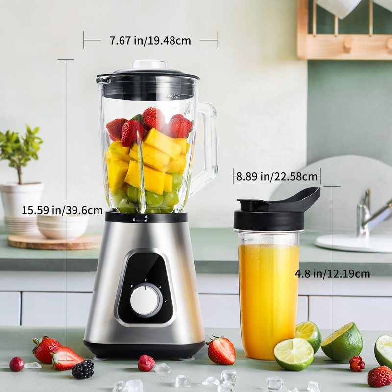1200W Smoothie Blender 52 Oz 3 Adjustable Speed for Frozen Fruit Drinks Sauces gallery