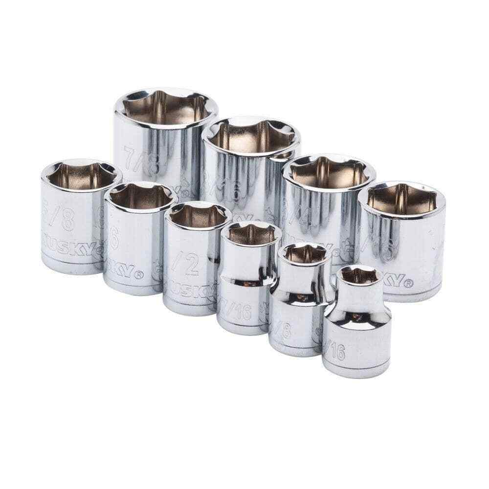 Husky 3/8 in. Drive Standard SAE Socket Set (10-Piece) gallery
