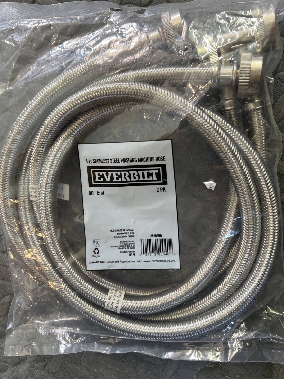 Everbilt Washing Machine Connector Polymer Coated Stainless Steel 4" gallery