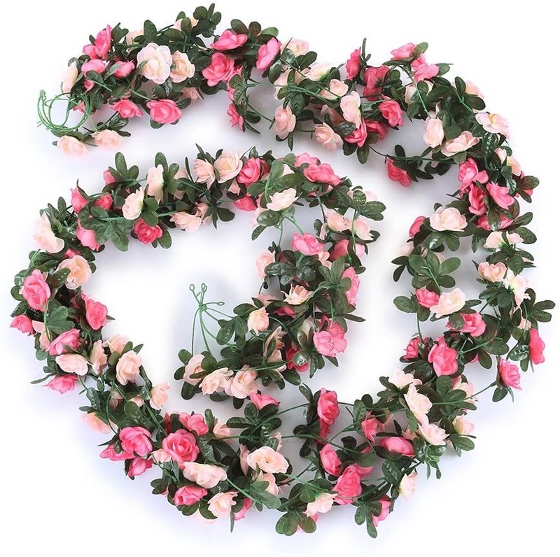 2 Pack Artificial Rose Vine Cherry Blossom Garland Flower Hanging Wedding Party gallery