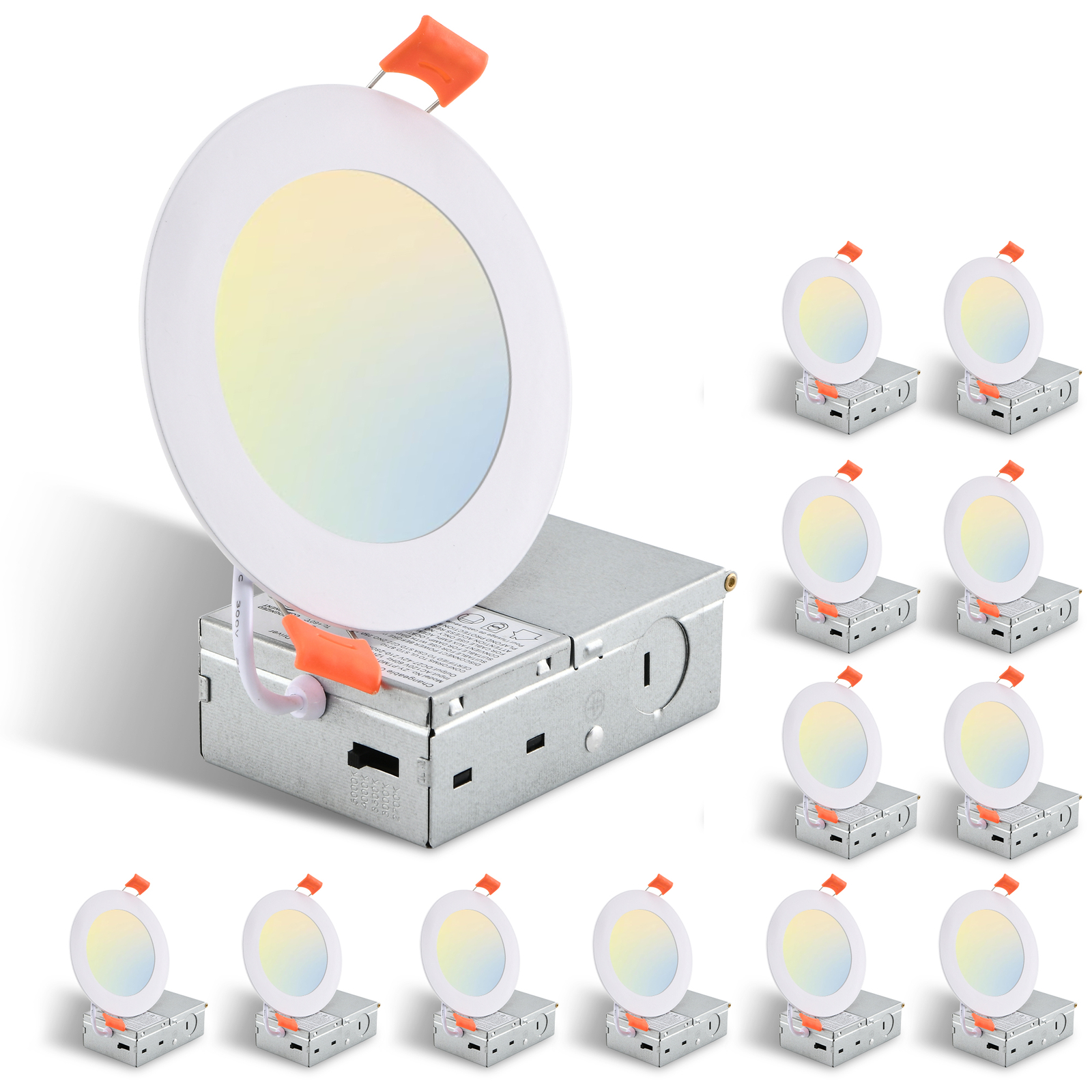 12 Pack 4 Inch 5CCT LED Recessed Ceiling Dimmable Panel Light with Junction Box gallery