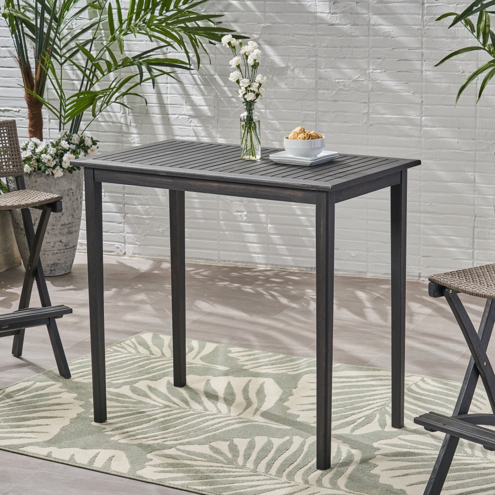Outdoor Minimalist Acacia Wood Rectangle Bar Table gallery