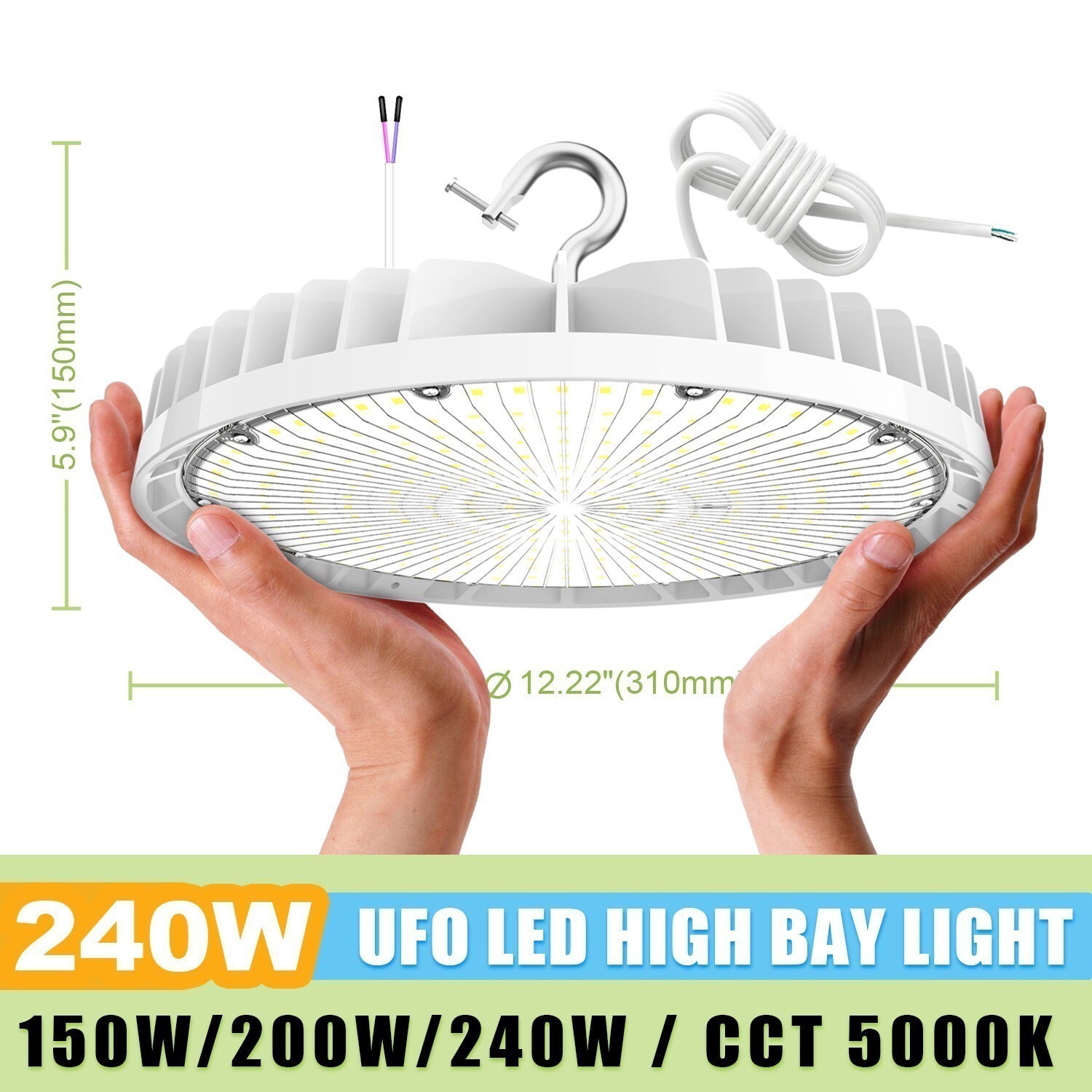 240W/200W/150W 5000K UFO LED Commercial High Bay Area Lights Fixture AC100-277V gallery