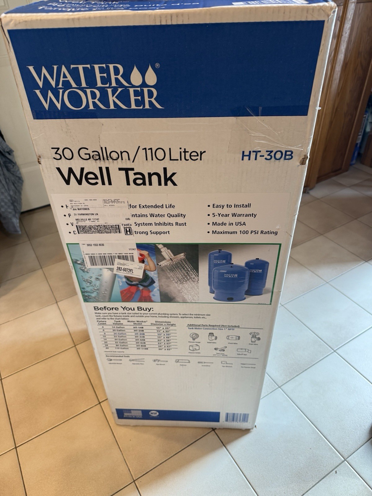 Water Worker HT-30B Vertical Precharged Well Tank - 26 Gal gallery