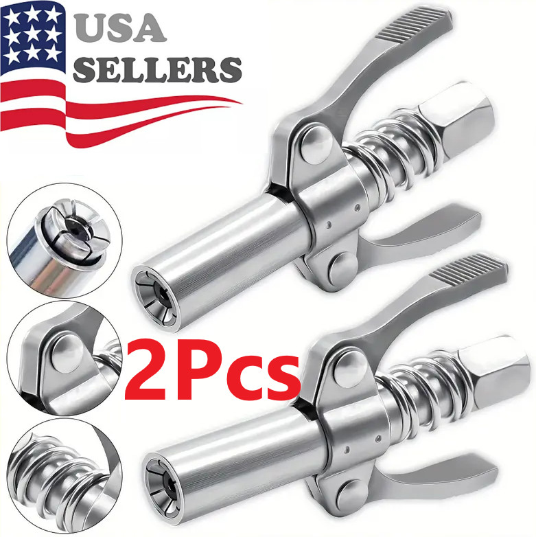 Grease Gun Coupler Double Handle High Pressure Quick Release Lock Oil Nozzles gallery