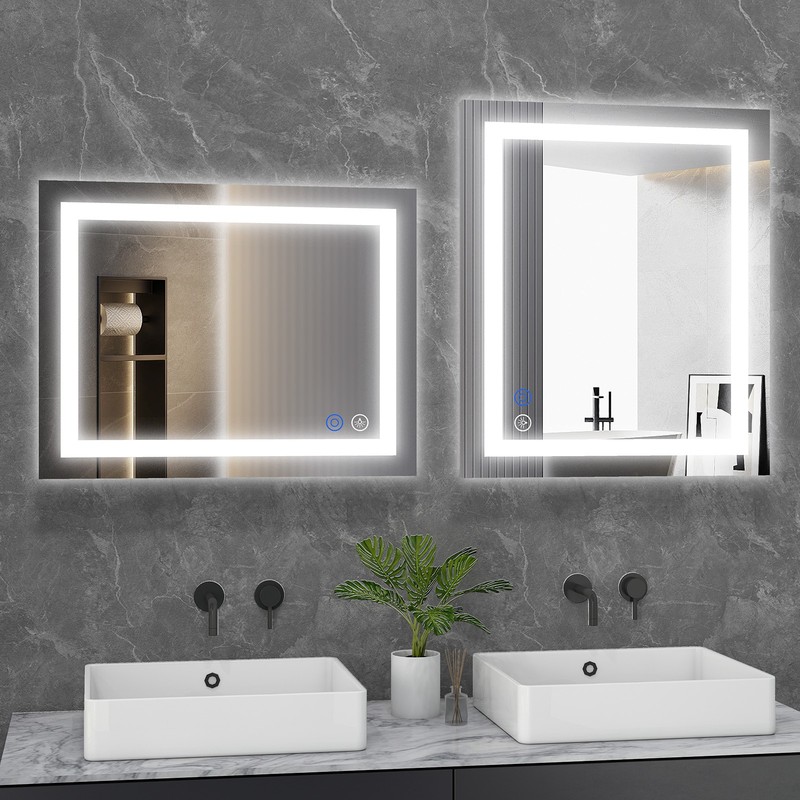 28“x20" LED Light Bathroom Wall Vanity Mirror Anti-Fog Dimmable Rectangle Mirror gallery