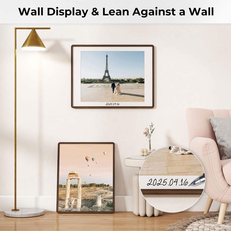 6x8 Solid Walnut Wood Picture Frames Matted to 5x7 with Tempered Glass for Wa... gallery