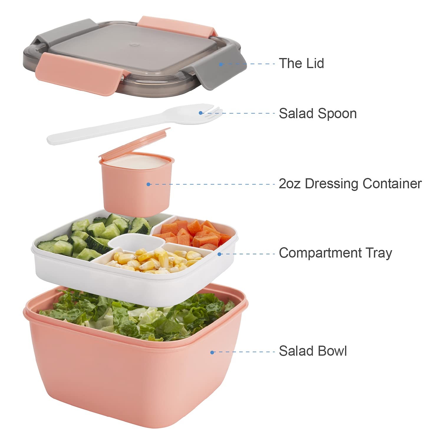Salad Lunch Container To Go 2 Packs 52oz Salad Bowls With 3 Compartments Salad D gallery