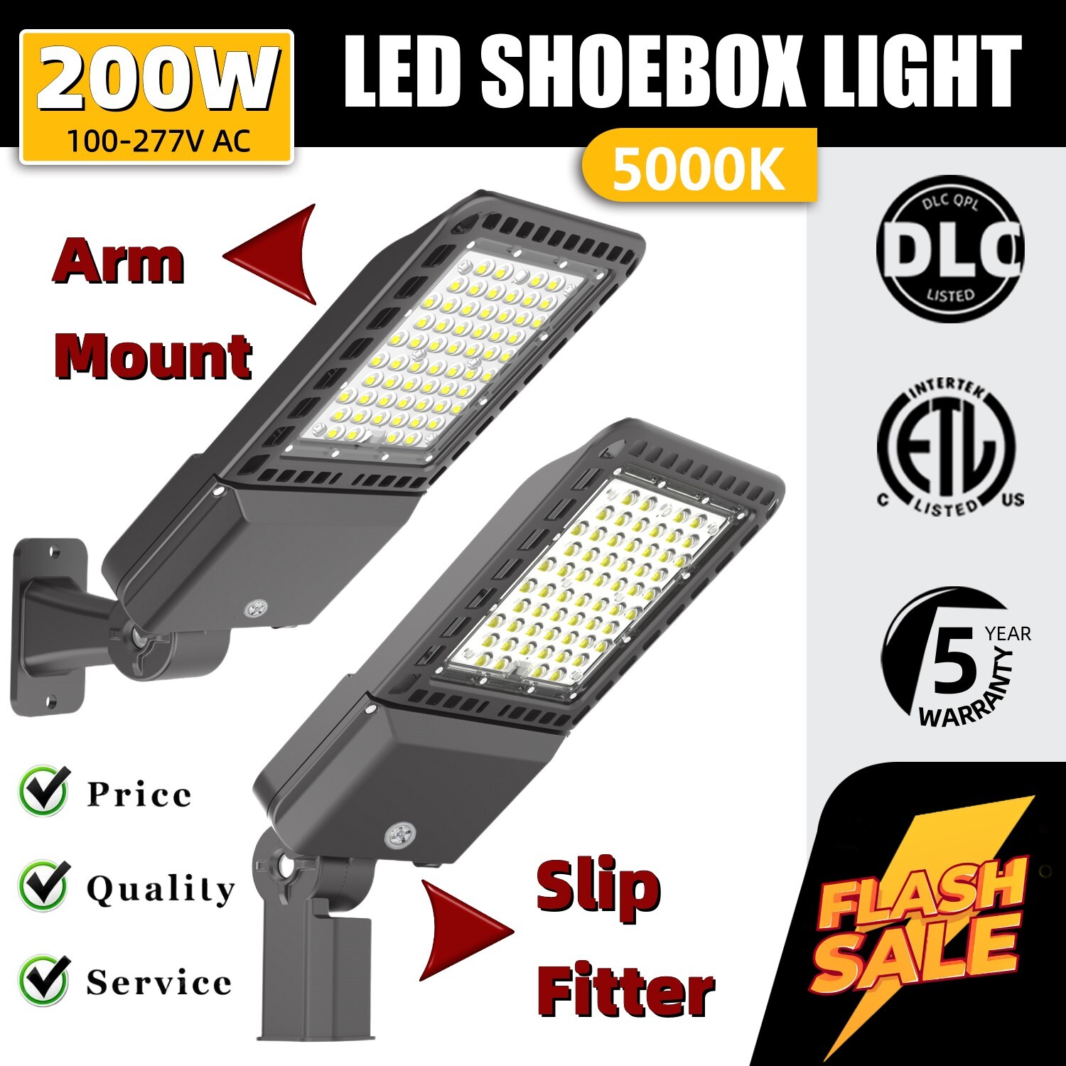 200W 300W LED Parking Lot Light Outdoor Shoebox Street Pole Commercial Area Lamp gallery