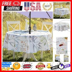 Spillproof Spring/Summer Heavyweight Fabric Outdoor Tablecloth with Umbrella …