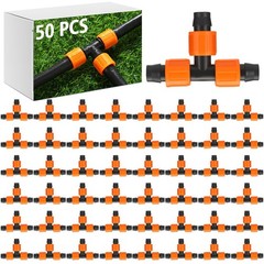 Tujoe 50 Pcs Drip Irrigation Tee Fittings 5/8 Inch Universal Tee Connector Dr…