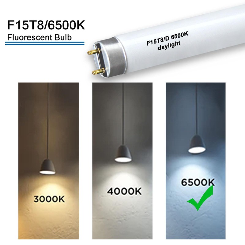 F15T8 D Daylight Fluorescent Bulb 3 Pack 18 Inch 15W 6500K Linear Tube Light gallery