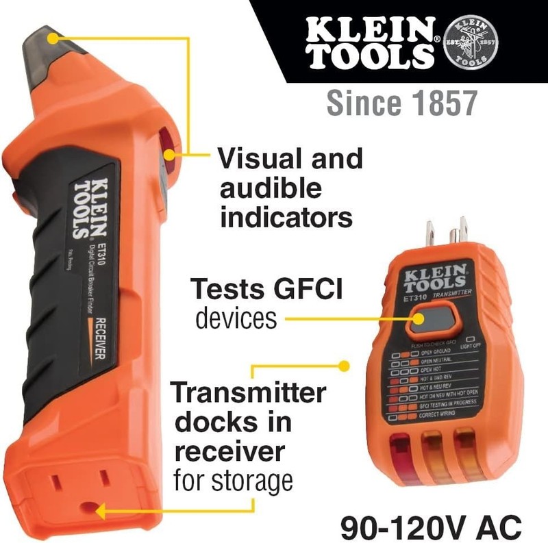 Klein Tools ET310KIT AC Circuit Breaker Finder Kit 90-120V Electrical GFCI gallery