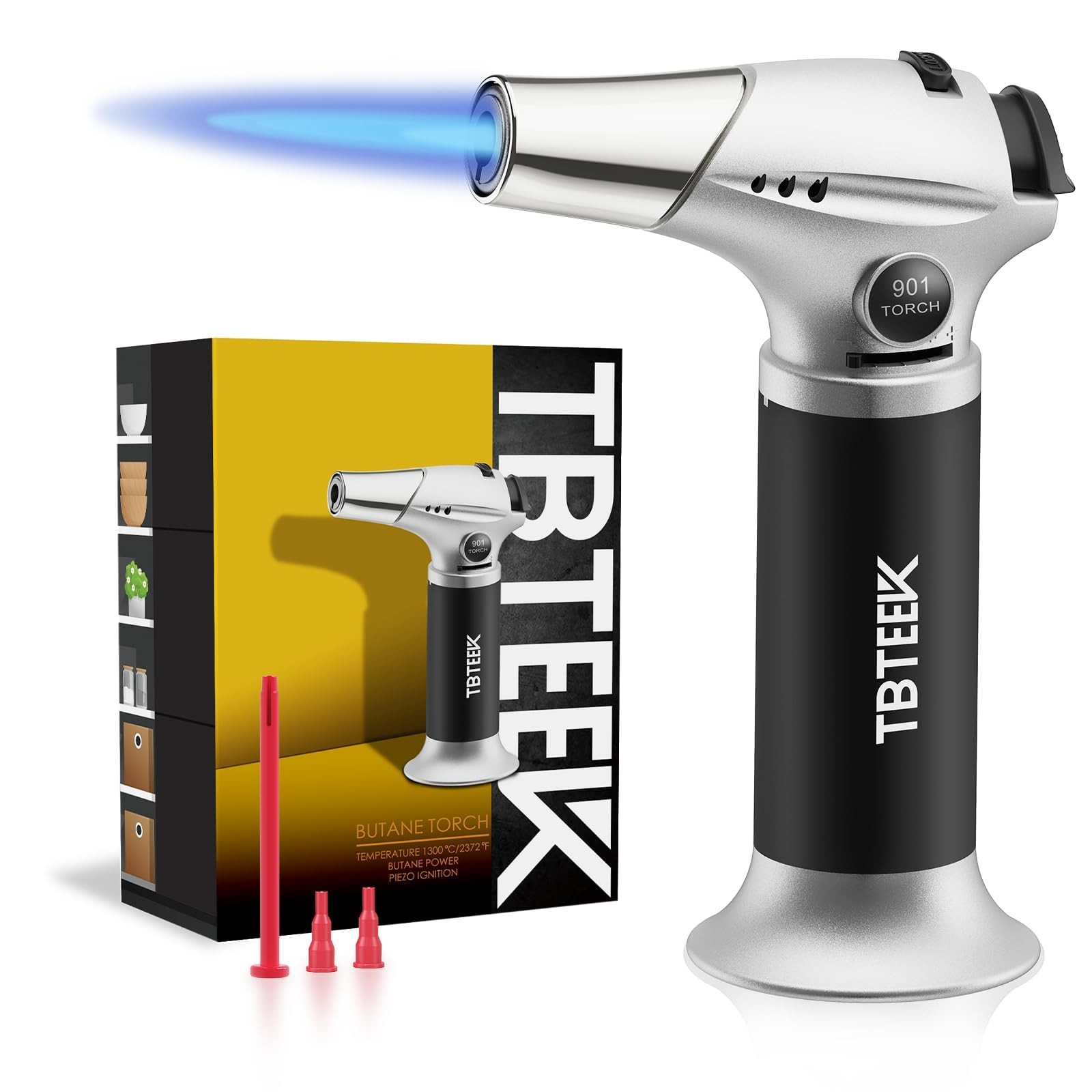 TBTEEK Butane Torch, Kitchen Torch Cooking with Black-Sliver, Silver gallery