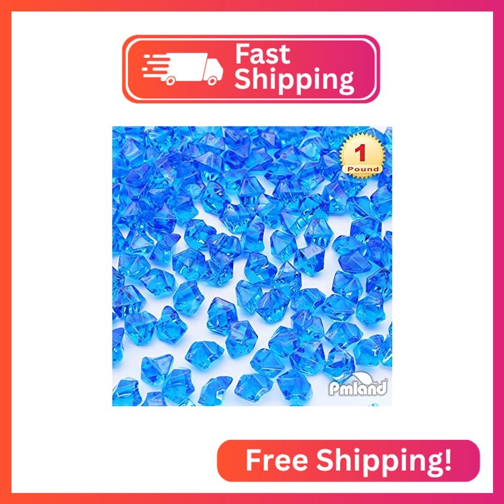 PMLAND Clear Fake Ice Rocks – 180 Pcs Large Royal Blue Acrylic Gems Crushed Plas gallery